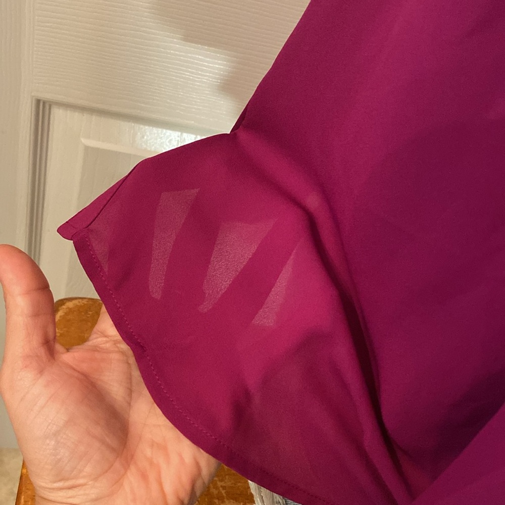 THE LIMITED Magenta Relaxed Long Sleeve Blouse NWT - Picture 9 of 14